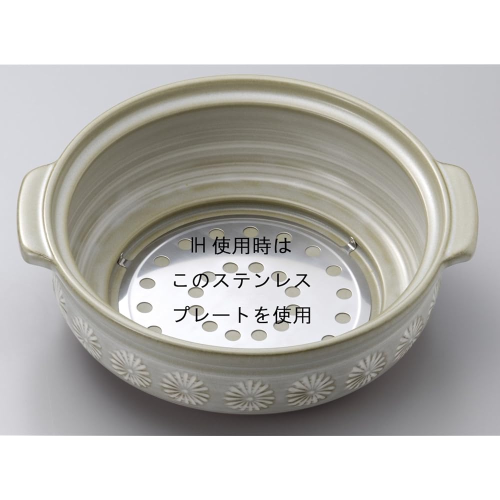 Ginpo Pottery [Authentic Product] Ginpo Hanamishima Stain Resistant Earthen Pot IH Compatible Open Fire Compatible Size 8 For 2-3 People Heat Retention Banko Ware Made in Japan 26081