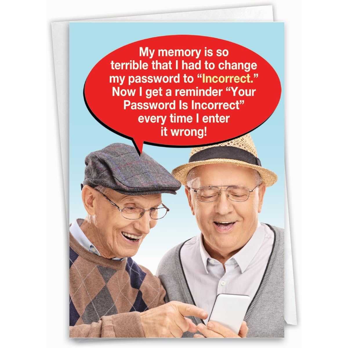 NobleWorks Funny Birthday Greeting Card with 5 x 7 Inch Envelope (1 Card) Wrong Password - for Men C7955BDG