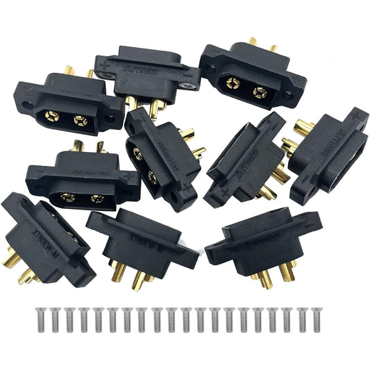 10pcs Amass XT60EW-M Mountable XT60E Male Plug Connector for RC Drone Aircraft FPV Racing Drone (with Skew)