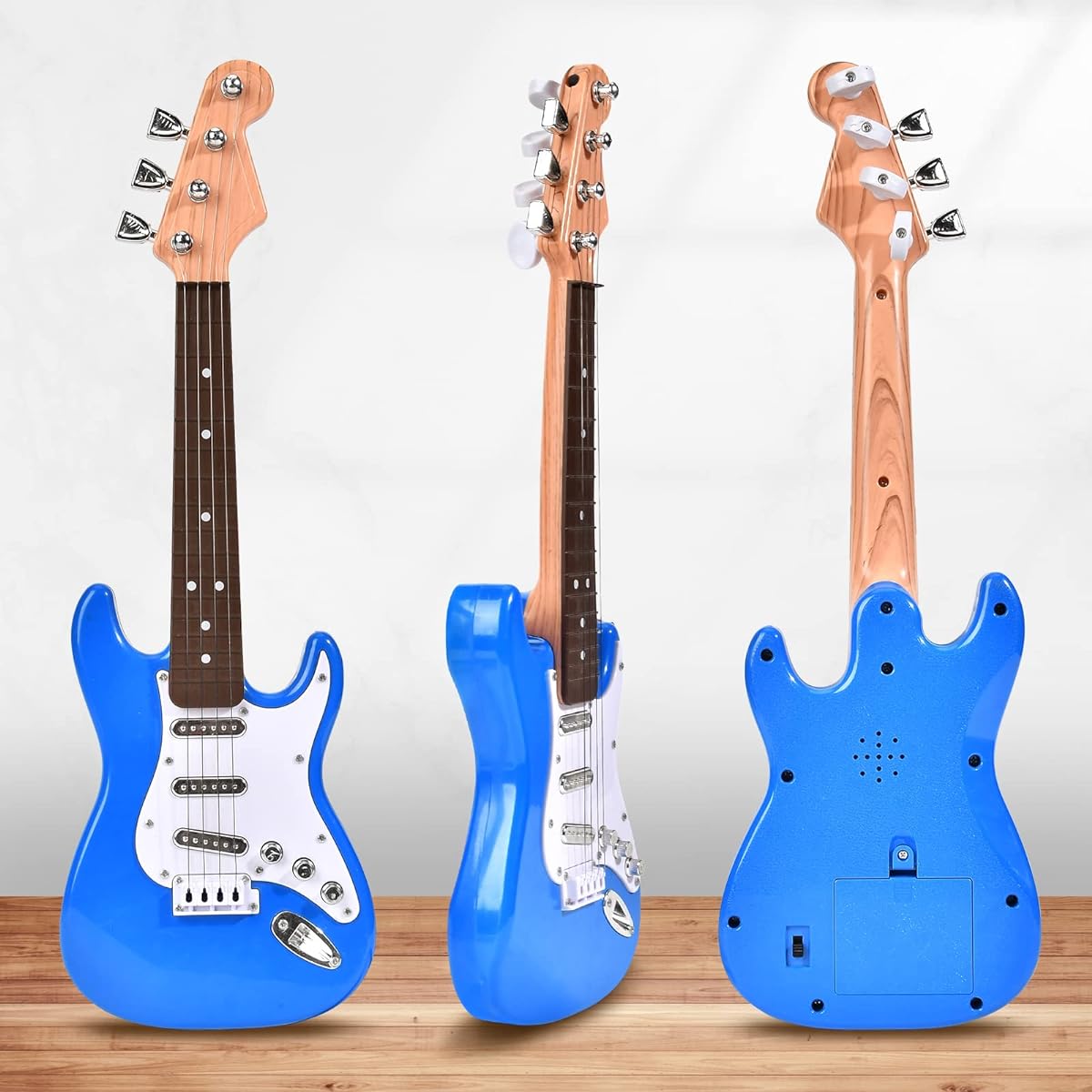 Huang Cheng Toys 16" Portable Mini Toy Guitar Practice Neck Electric Guitar Strings Fingers Instructor Beginner Guitar