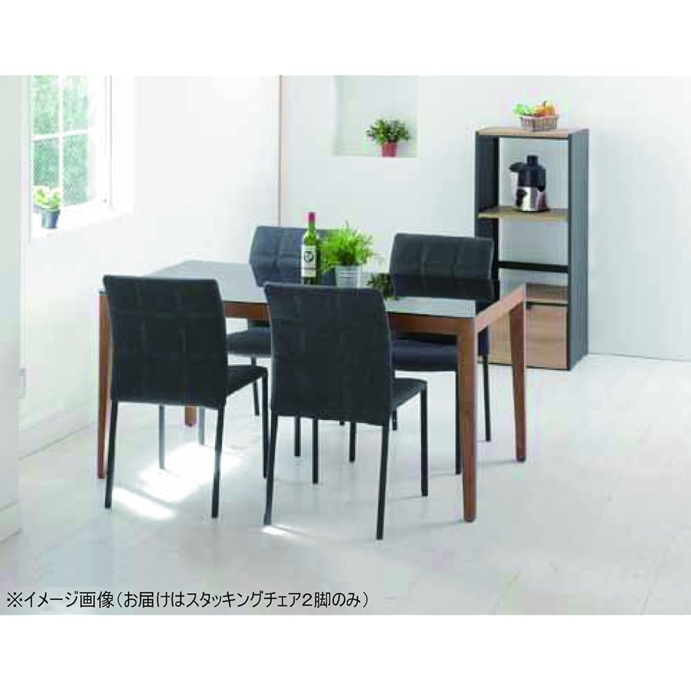 Azuma Crafts Stacking Chair Block Material: Fabric Black Color Set of 2 TDC-9799*2