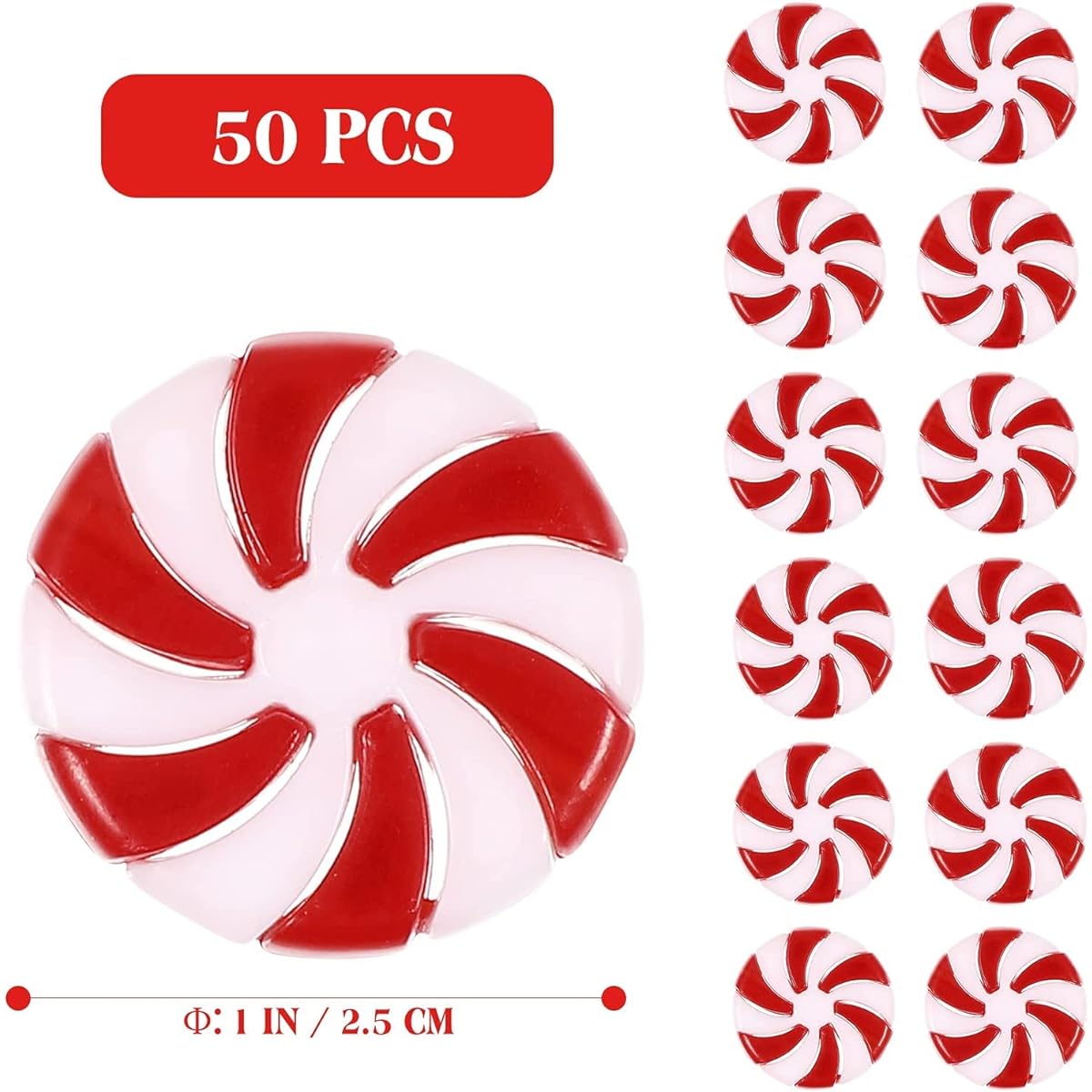 Saitec Christmas Garland Candy Swirl Garland Ornaments Red and White Candy Plastic Tree Candy Decoration Crystal Wire Christmas Home Party Christmas Decoration