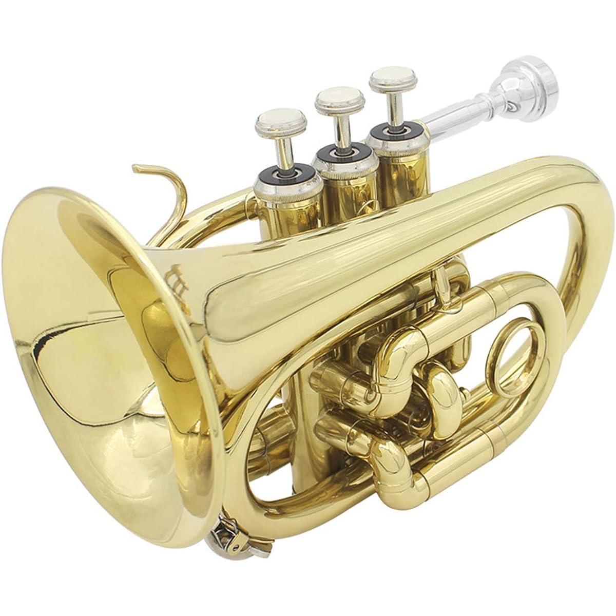 Trumpet Mini Pocket Trumpet BB Flat Brass Wind Instrument with Mouthpiece Gloves Cleaning Case Trumpet Instrument
