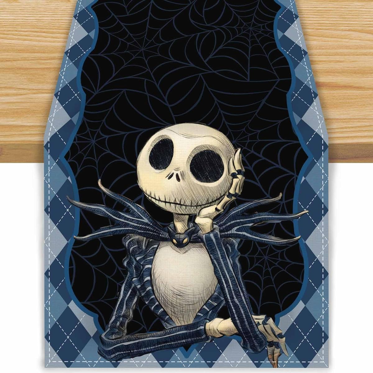 Linen Halloween Decorations Bones Spider Web Skeleton Halloween Table Runner Halloween Decorations Outdoor Indoor Tablecloth Home Kitchen Dining Halloween Party Decorations 13x72inch