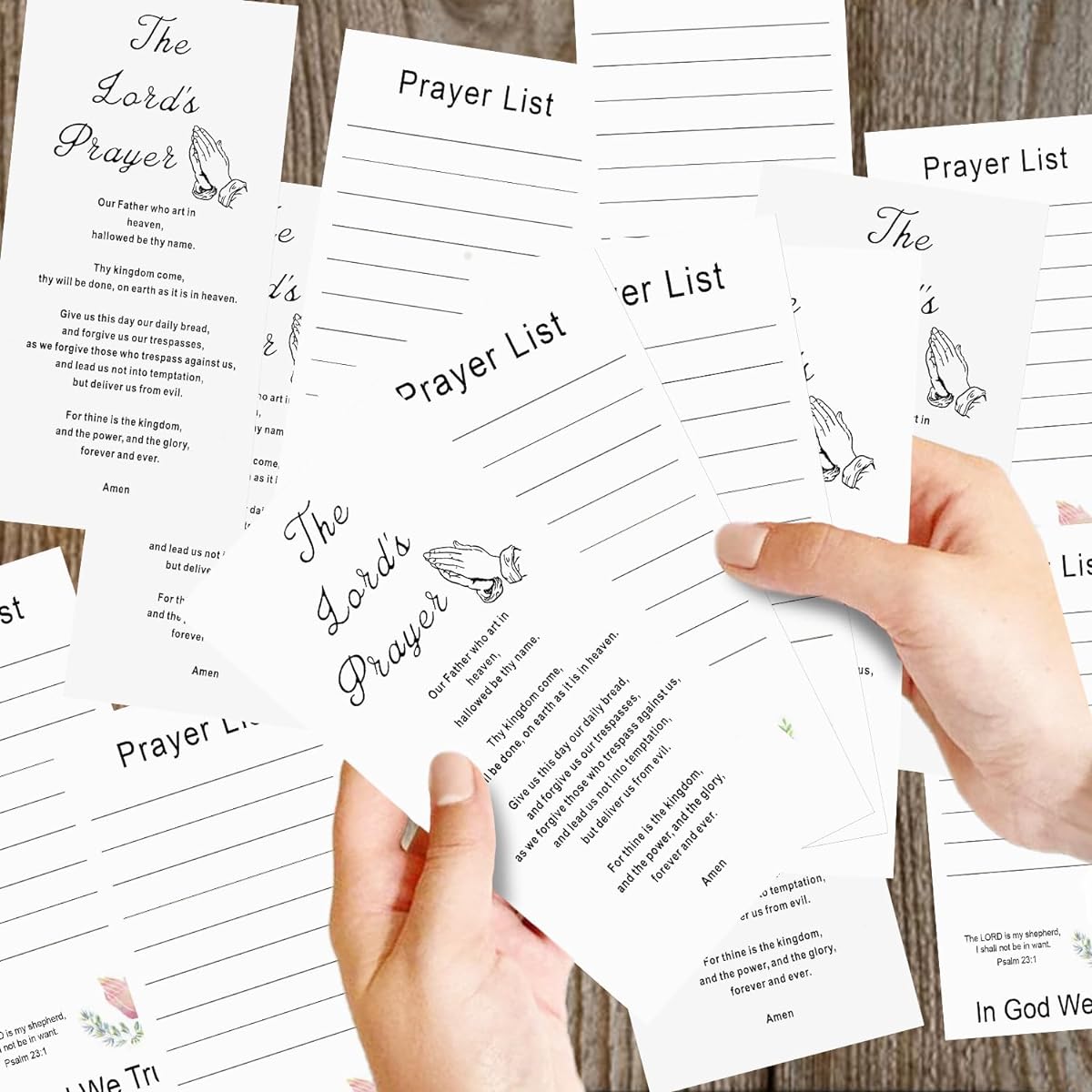 Faithful Grace Prayer Cards - 20 Prayer List Cards Assorted Bible Verses Lord's Prayer Cards Religious Christian Gifts for Women Men Children