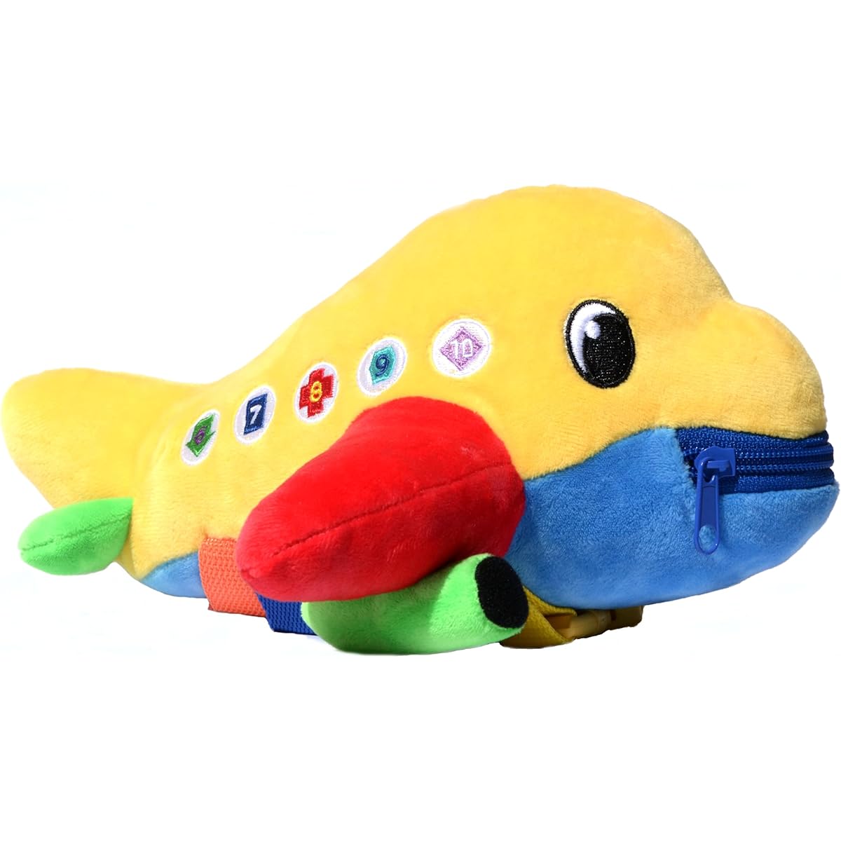 BUCKLE TOY "Bolt" Plane - Toddler Early Learning Basic Life Skills Kids Plush Toy Travel Activities