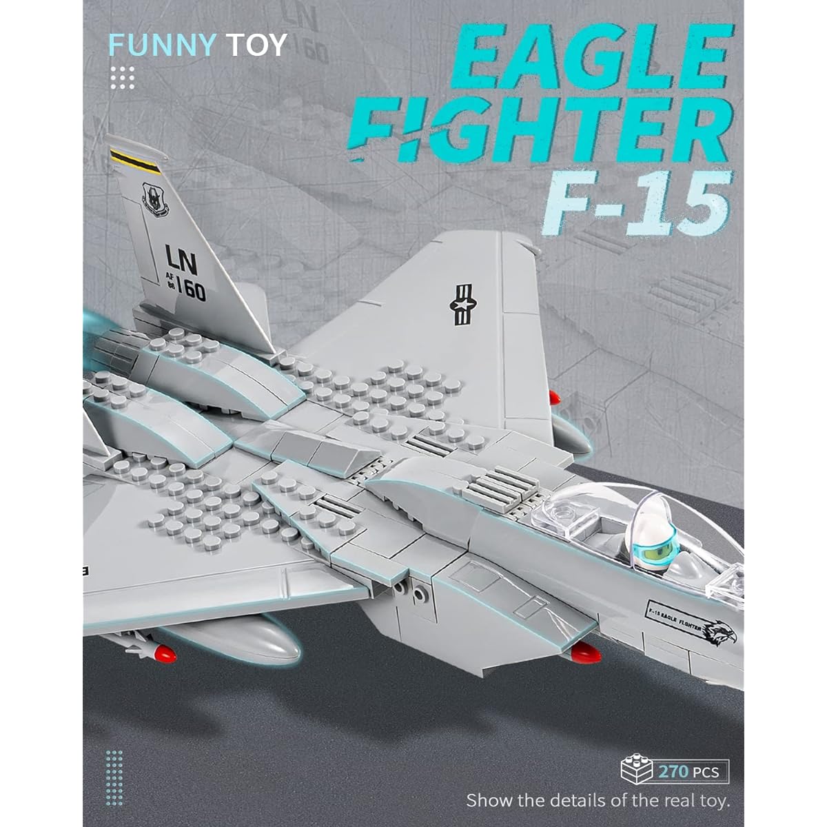 dOvOb Military F-15 Eagle Fighter Jet Building Blocks Set Army Airplane Toy Gift for Kids and Adults (270 Pieces)