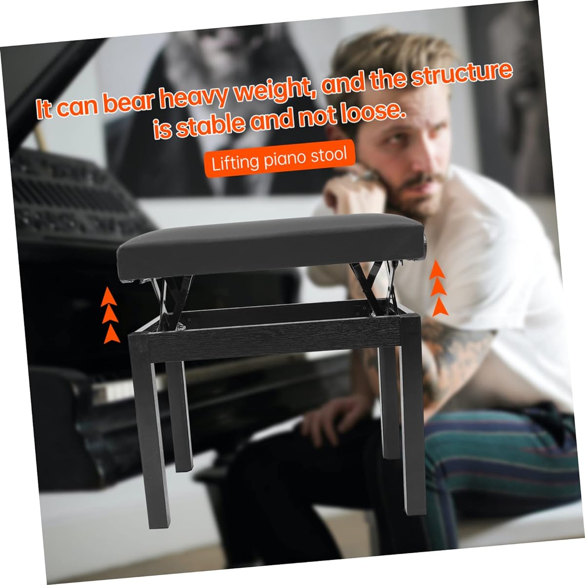 VICASKY 1pc Lifting Piano Stool Padded Piano Bench Piano Keyboard Bench Wooden Piano Bench Piano Bench Gaming Chair Chair Gaming Chair Single