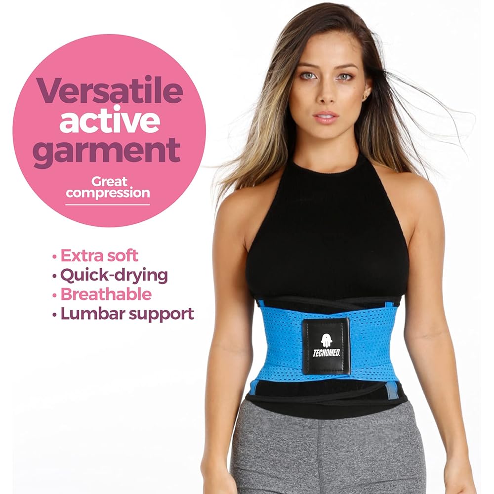 Tecnomed Waist Training Belt Corset Body Shaper Belly Band Shaping Weight Loss Compression Band for Weight Loss/Training/Fitness M Purple