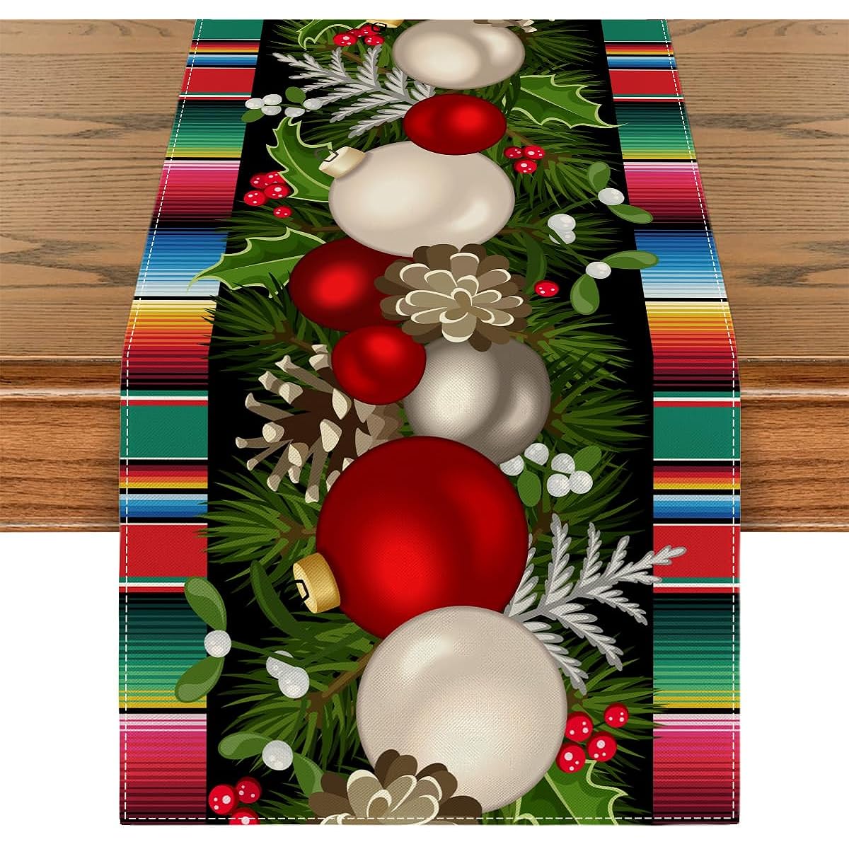 Linen Feliz Navidad Table Runner Mexican Christmas Tablecloth Mexican Christmas Decorations Home Party Table Supplies