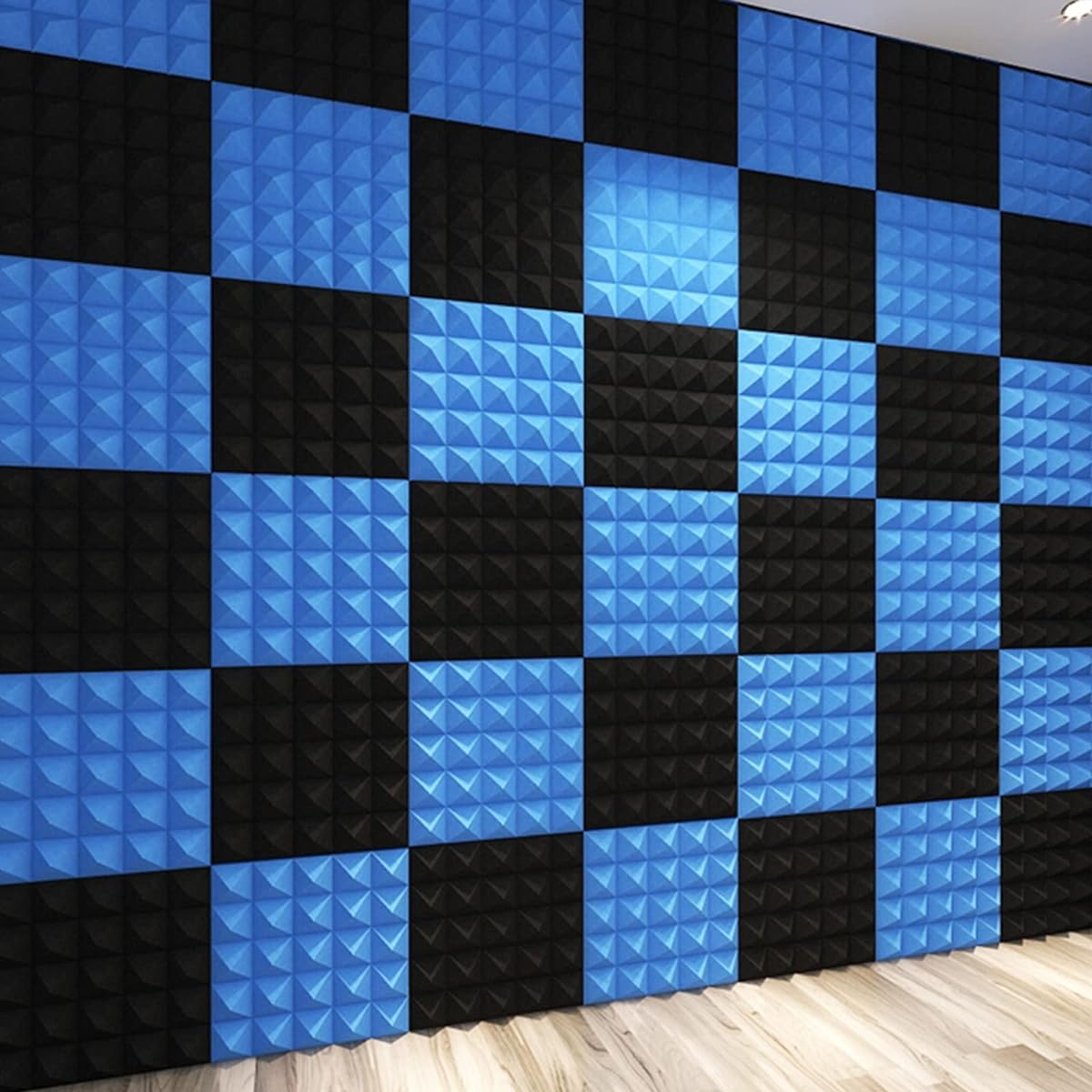Acoustic Panel, 50*50*5CM Sound Absorption Panel Soundproof Board Wall Decoration Soundproof Foam for Office & School (Black 50*50*5CM) (Purple 50*50*5CM)
