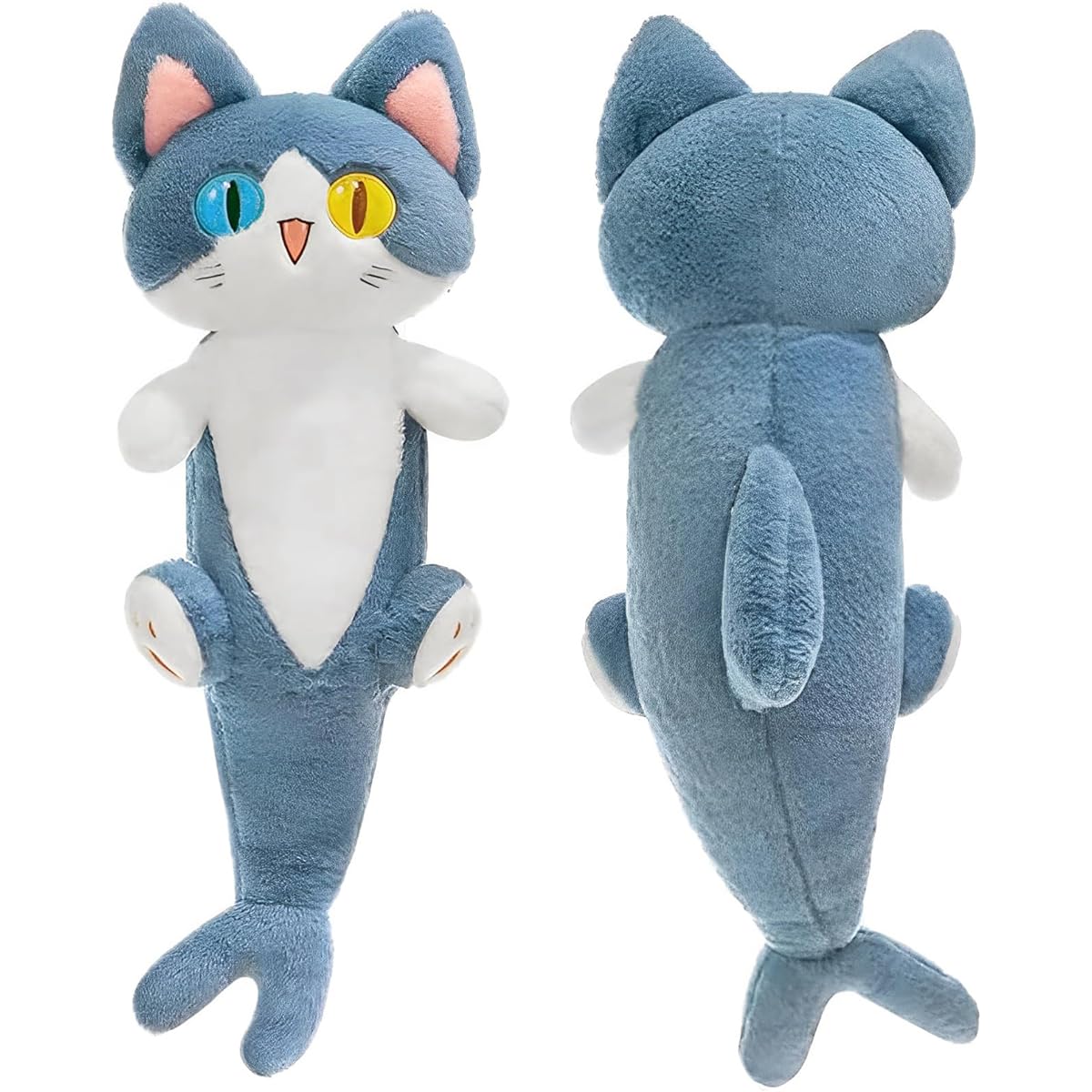 Ditucu Cute Shark Cat Plush Pillow, Long Cartoon Kitten Stuffed Animal, Cute Body Sleeping Plush Toy, Gift for Kids, 31.4 Inch