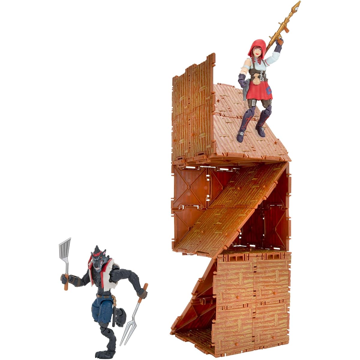 Fortnite Turbo Builder Set 2 Figure Pack – 4-Inch Fable and Dire Collectible Action Figures – 82 Building Materials, 2 Weapons, 3 Harvesting Tools – Collect Them All