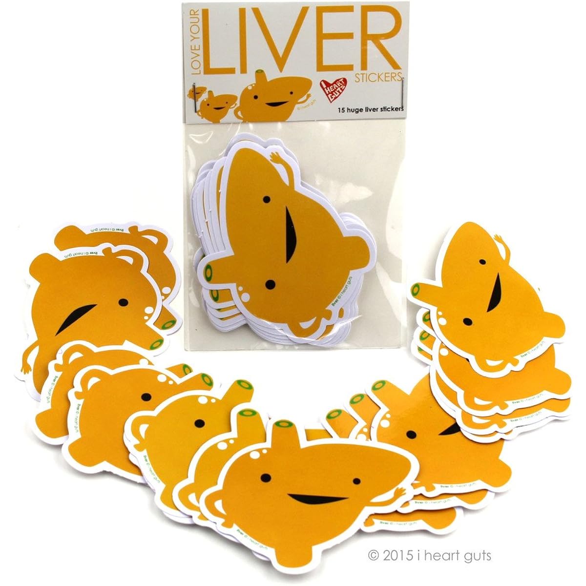Love Your Liver Stickers I Heart Guts Giant Sticker Pack of 15 Stickers Set by I Heart Guts
