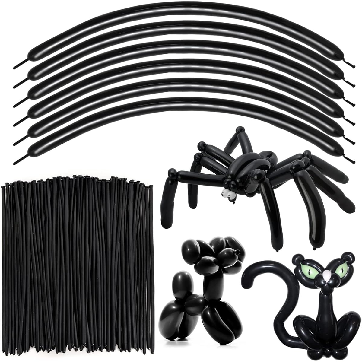 RUBFAC 260 Party Balloons Long Balloons Black 100pcs Balloon Animals Twist Balloons Party Balloons Garland Animal Modeling
