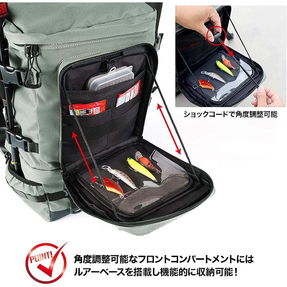 [DRESS] Fishing Backpack Olive Gray Large Size Expandable Waterproof Fishing Tackle Bag Rod Holder Bag Pack Men's Large Capacity Fishing Bag