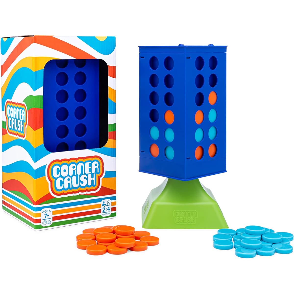 Big G Creative: Corner Crush - Classic 4-in-a-row game, 2 or 4 players, ages 7 and up, 15 minutes of gameplay, multiplayer