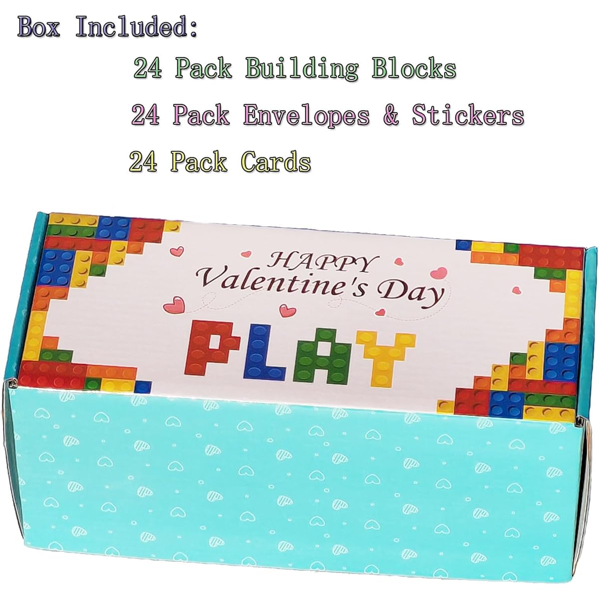 LYJOKS 24 Pack Valentine's Day Gifts Valentine Cards for Kids Classroom/School with Vehicle Building Blocks Toys Class Valentine Gift Exchange Party Favors for Kids/Boys/Girls
