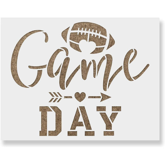 Football Game Day Stencil - Reusable Stencil - DIY Football Game Day Home Decor, 24"x18", White