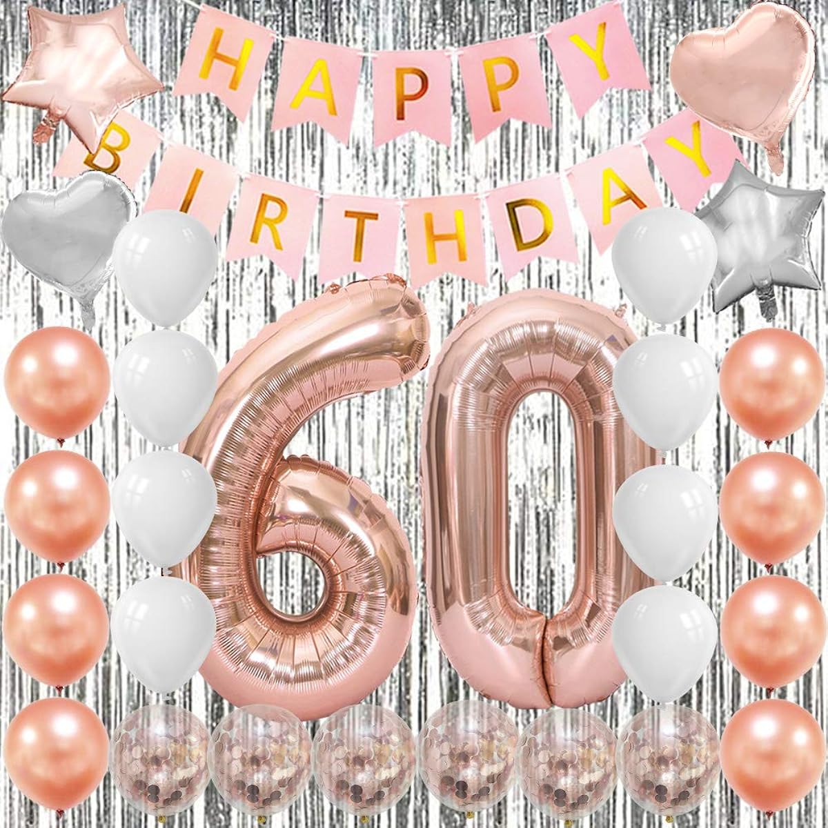 60th Birthday Decorations for Women Rose Gold 60th Birthday Decorations 60th Party Decorations Rose Gold 60 Balloons 60 Balloon Kit