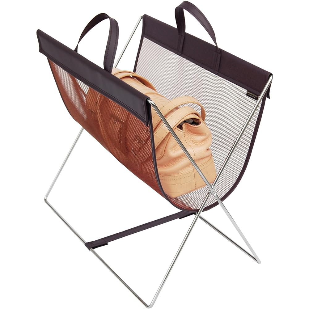 Saki Luggage Holder Self Wagon Mesh x Leather Tone PVC Brown R-358