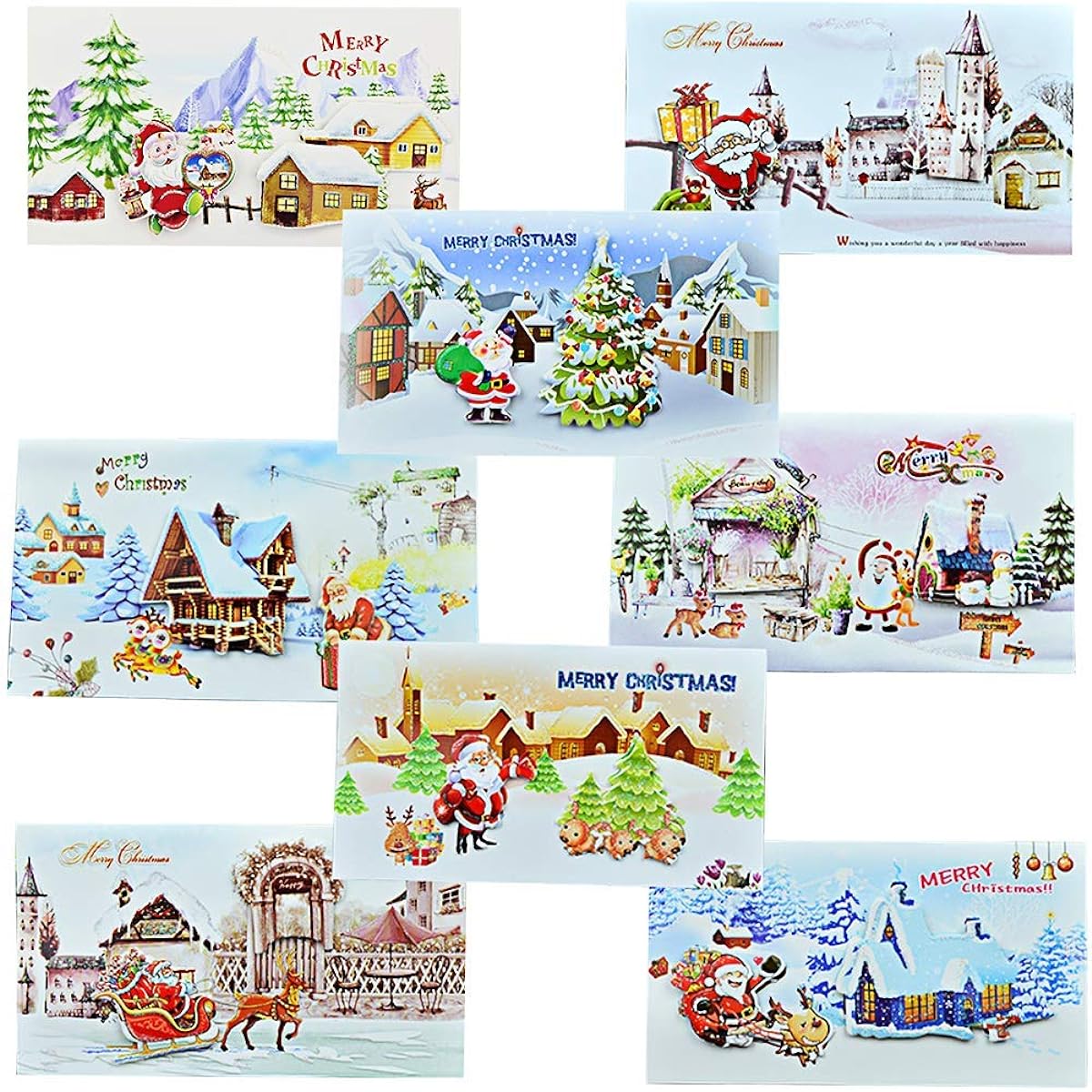 ANIAC Christmas Cards Set of 24 Holiday Greeting Cards with White Envelopes Christmas Gift Card Collection 8 Festival Character Designs