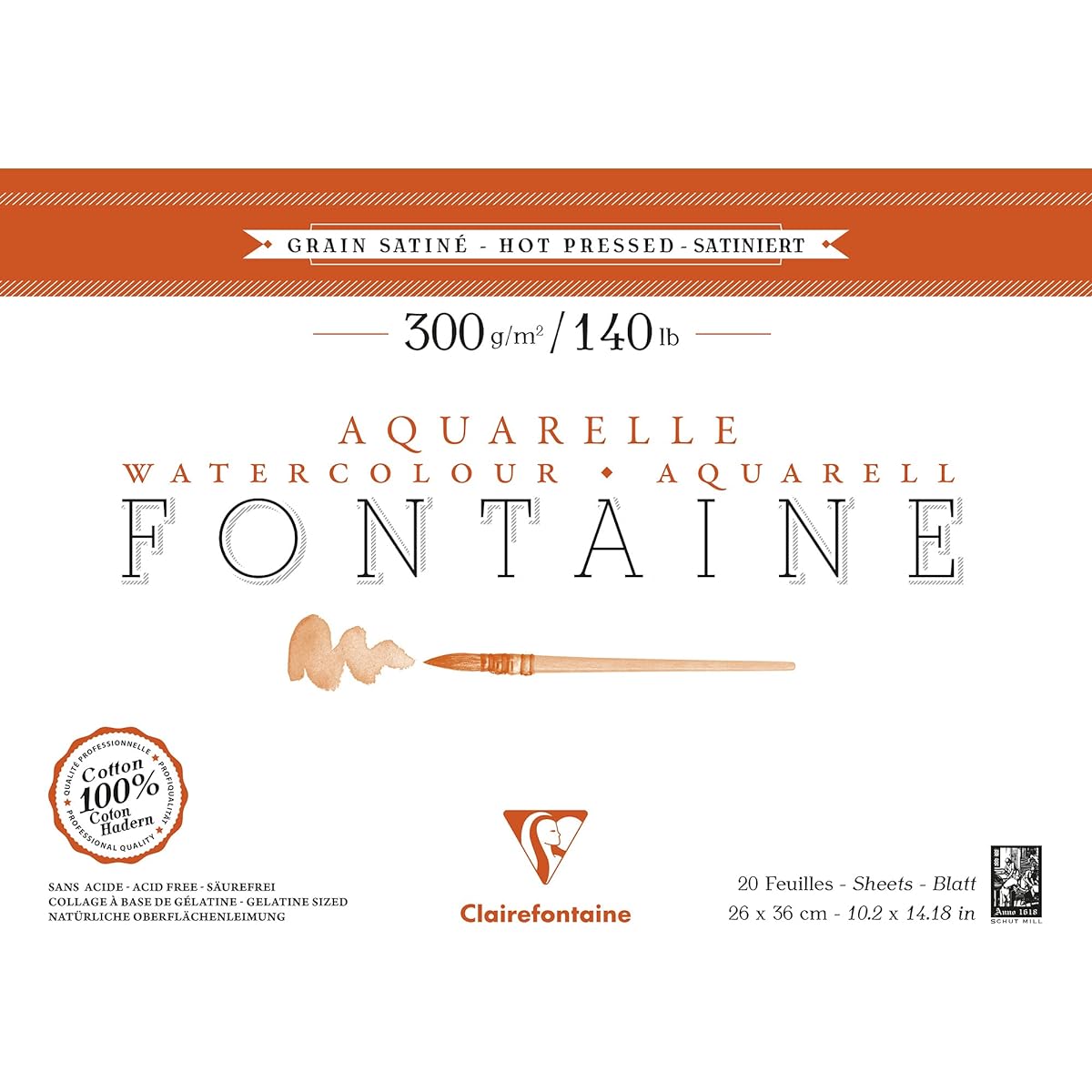 Clairefontaine Watercolor Paper [Fontaine] Fine 26 x 36 (20 sheets) Block Drawing Paper Extra Thick 300g Clairefontaine cf96345