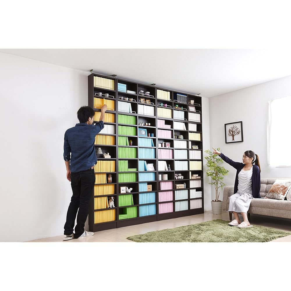 JK Plan MEMORIA Open Bookshelf Paperback Rack Shelf Board 1cm Spacing Movable Thin Top Mount Width 81 Dark Brown F