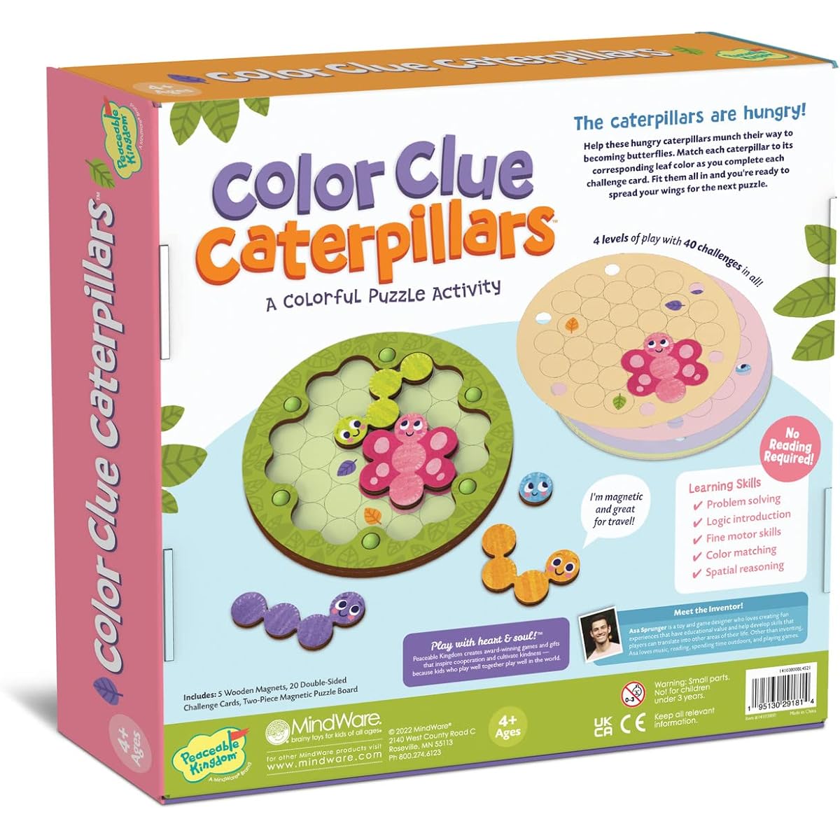 Peaceable Kingdom Color Clue Caterpillars – Magnetic Puzzle for ages 4 and up