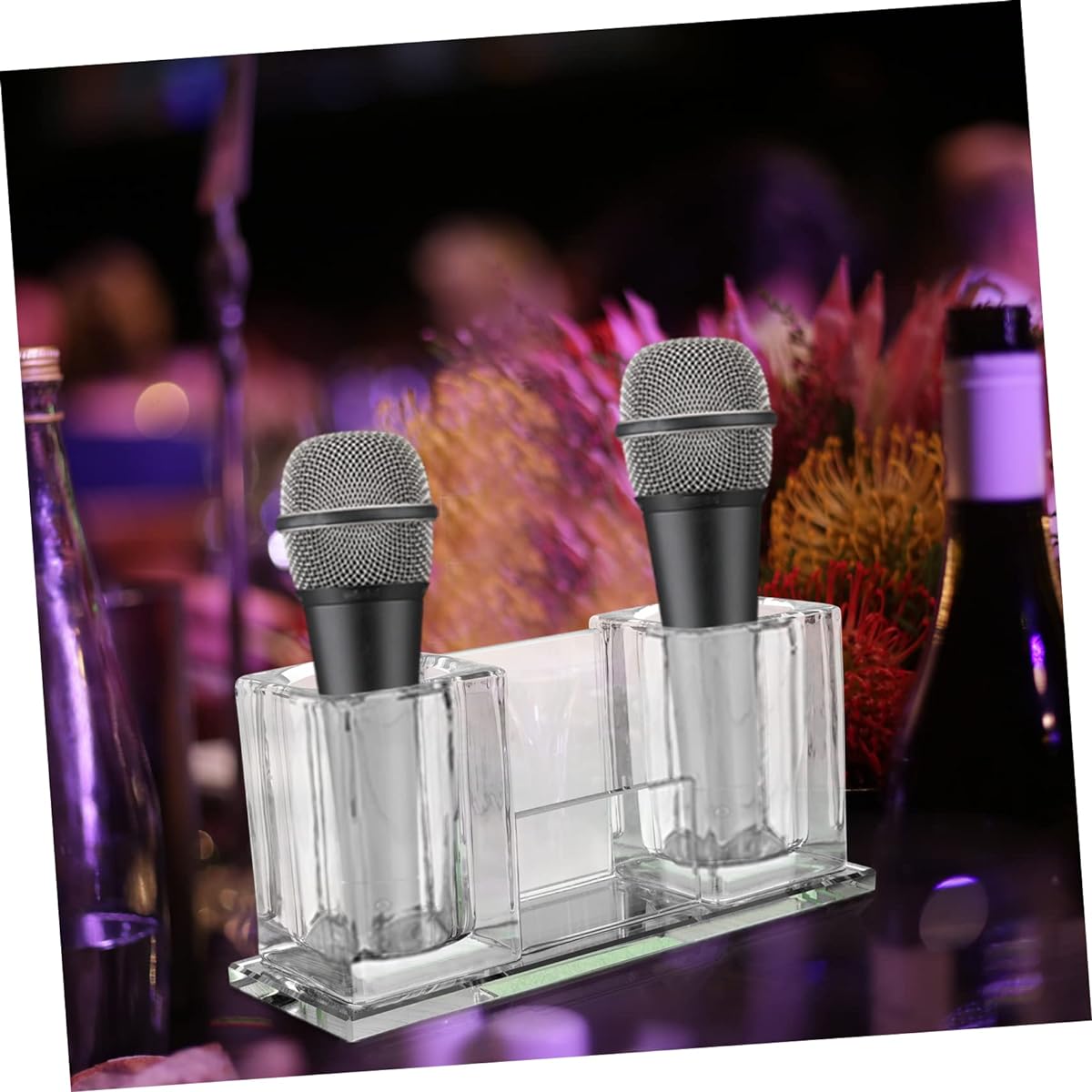 FUNOMOCYA Crystal Holder Office Accessories Microphone Holder Table Microphone Bracket Microphone Table Stand Makeup Brush Holder Microphone Acrylic Stand Stable Microphone Stand Sm7b Filter