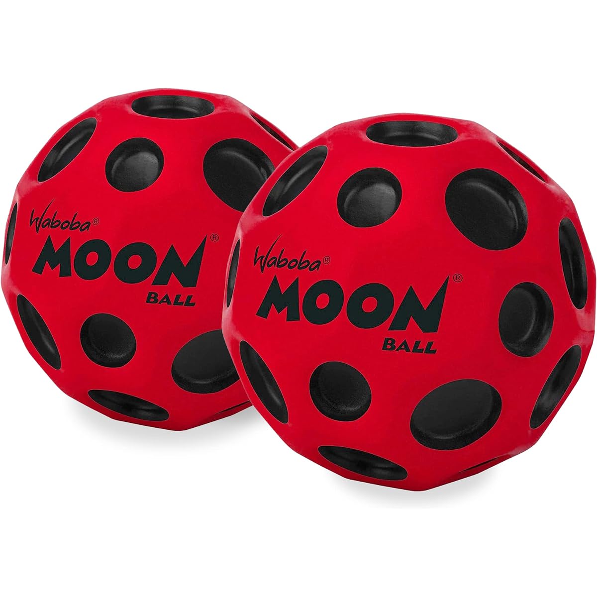 Waboba Moon Ball - Bounces Out of This World - Original Patented Design - Craters Create Pop Sounds - Red (Pack of 2)