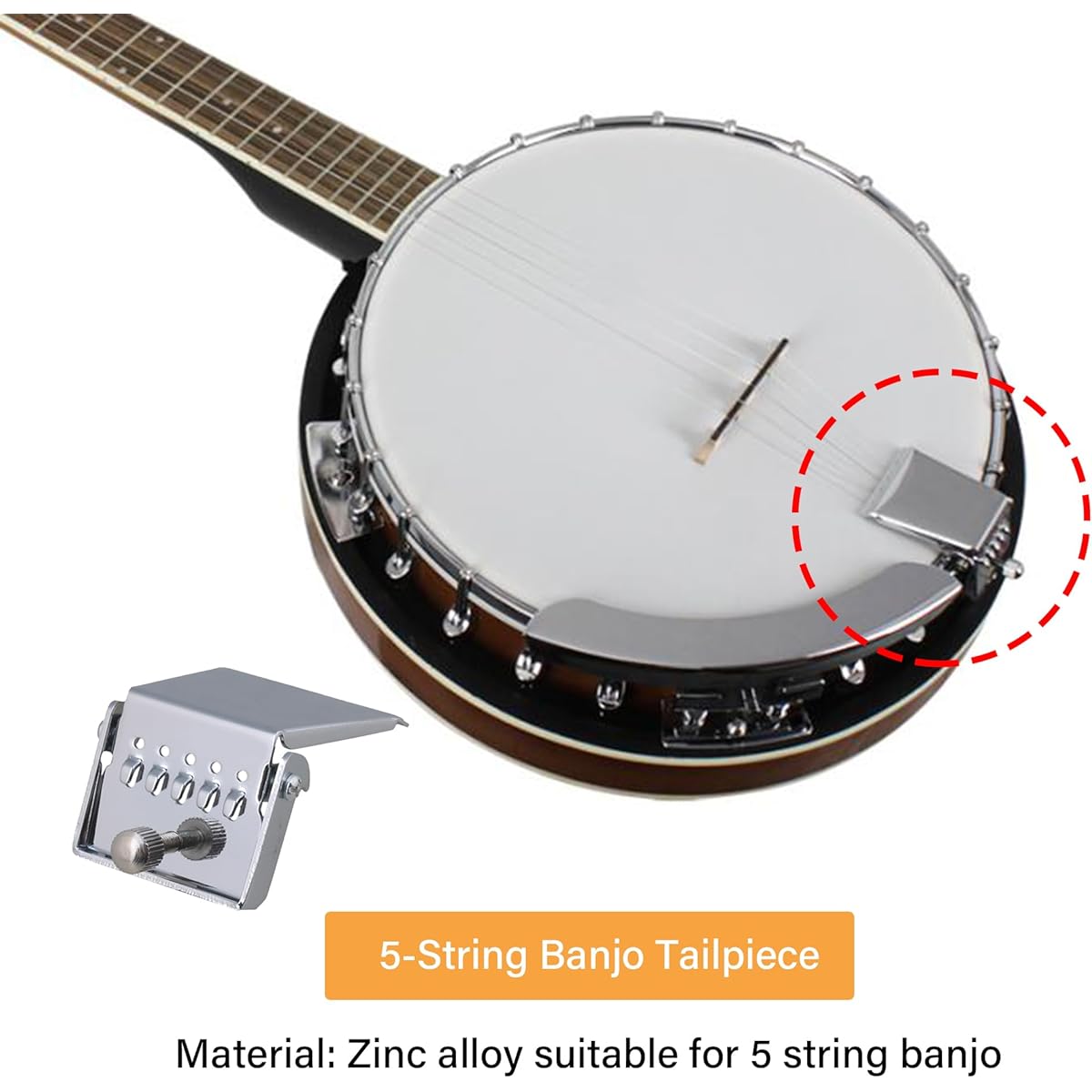 Emptty Banjo Tailpiece 10 Pieces 5 String Banjo Tailpiece Chrome Plated Replacement Accessories