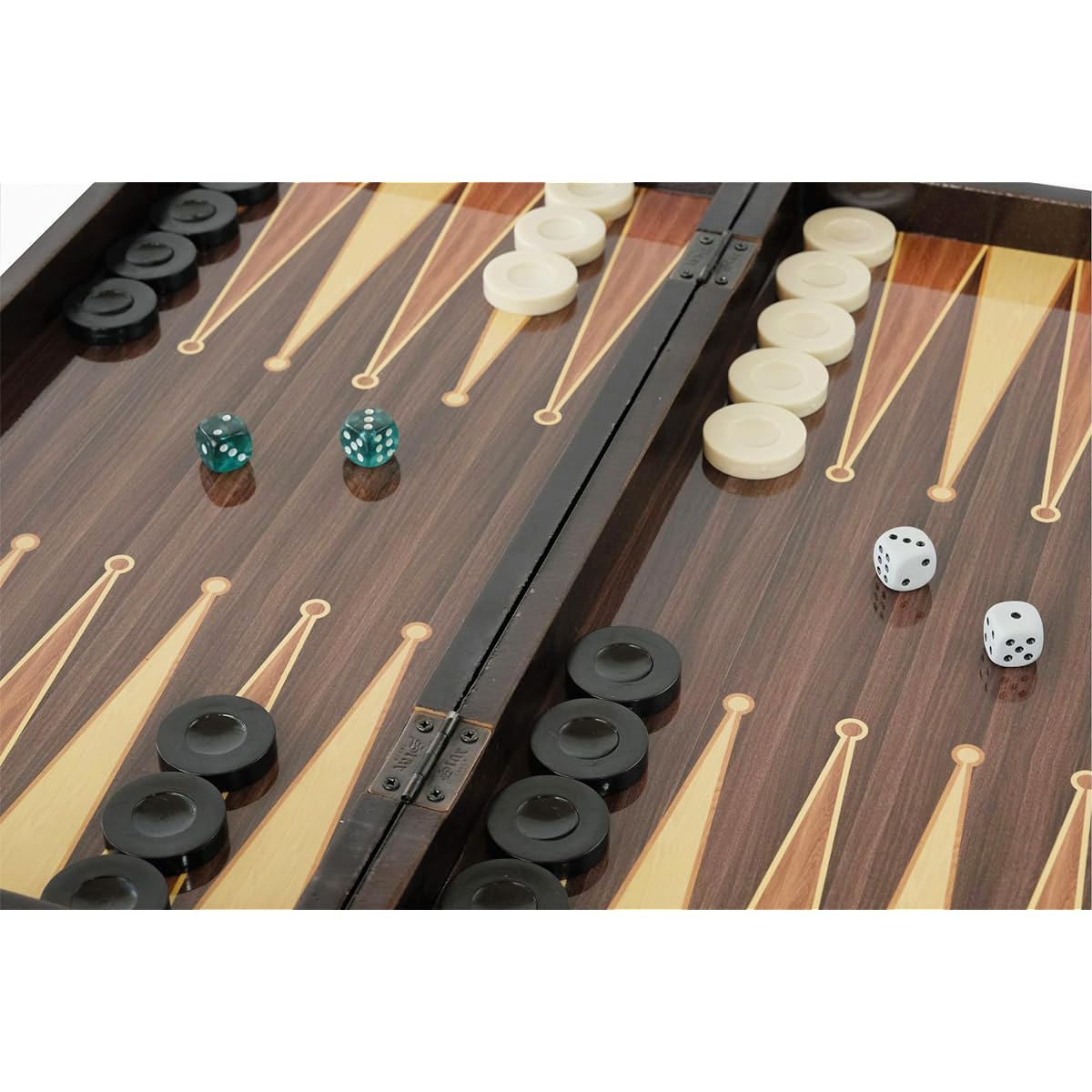 Turkish Backgammon Board Game Set - 19-Inch Board Game for Adults, Sleek Wooden & Elegant Mosaic Design, Classic Fun - Travel Game for Families and Couples, Everyday Entertainment