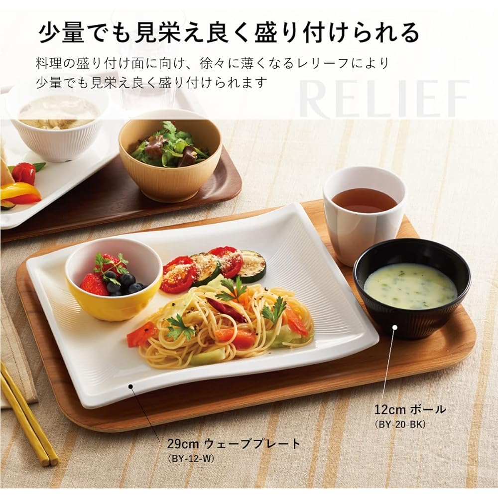 Taiwa Medium Plate Main Dishes White 23cm Set of 10 Simple Dishwasher Safe Melamine Tableware Stackable Commercial Use Made in Japan Luce BY-10-W