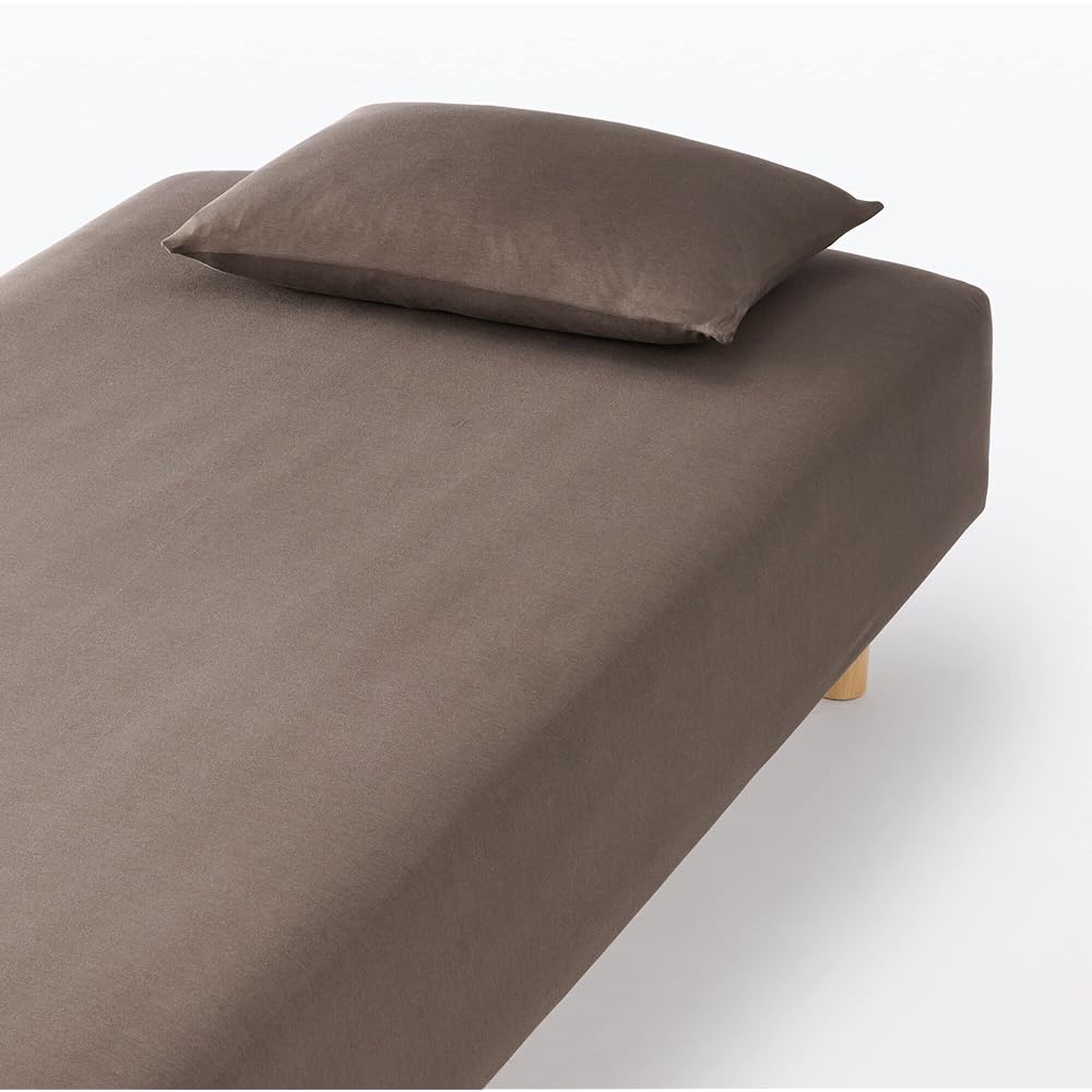 MUJI Fitted Fitted Sheet Brown for Queen and King 160-180 x 200 x 18-28cm Cotton Blend 12893462