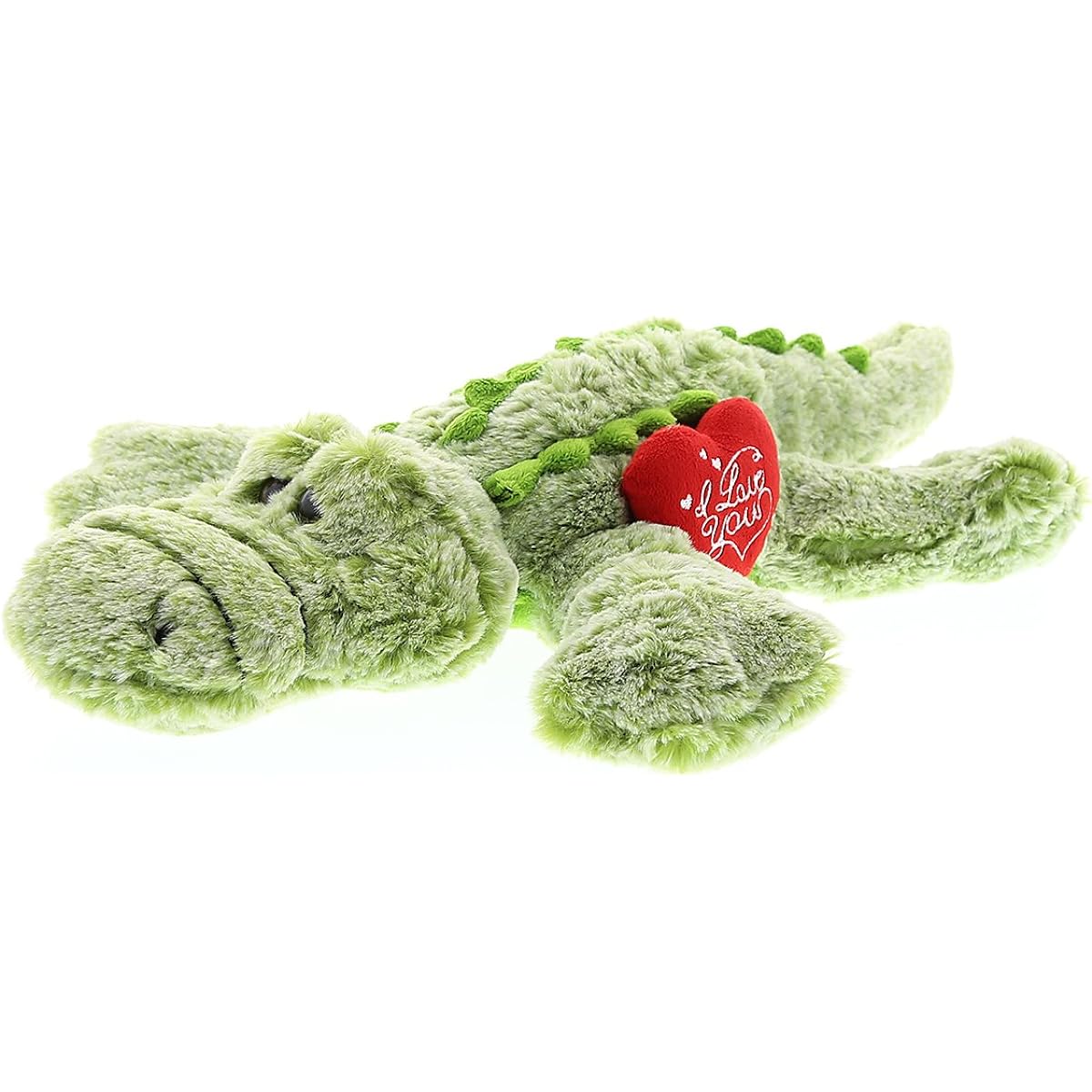 DolliBu I Love You Valentine Plush Toy Large Alligator Leather - Cute Soft Cuddly Stuffed Animal with Red Heart for Valentine's Day, Birthday Gift, Anniversary, Romantic Date - 16.5 Inch