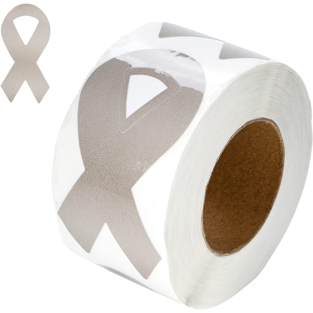 Parkinson's Awareness Grey Ribbon Stickers - Large Ribbon (1 Roll)