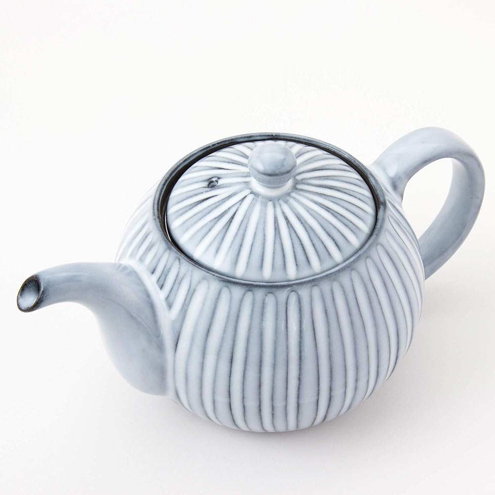 Hasamiyaki Kiriho Teapot Stainless Steel Tea Strainer Set Approximately 500ml Pottery Plain Simple Shinogi Blue Blue Matte Stylish Teapot Pot Made in Japan 14715