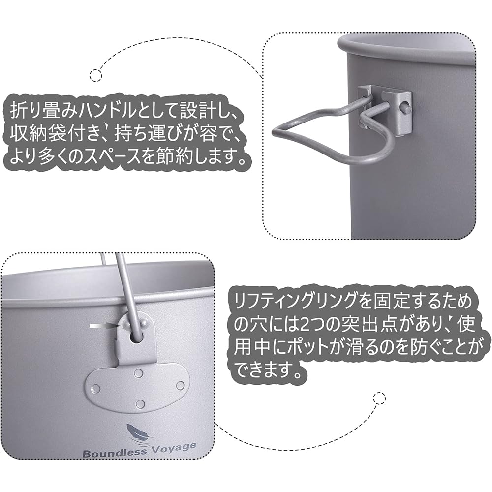 iBasingo 800ml/1300ml/2900ml for 1-3 People Outdoor Ultra Light Titanium Pot Travel Equipment Outdoor Camping Cooker Set BBQ Tableware Cookware Storage Bag Included