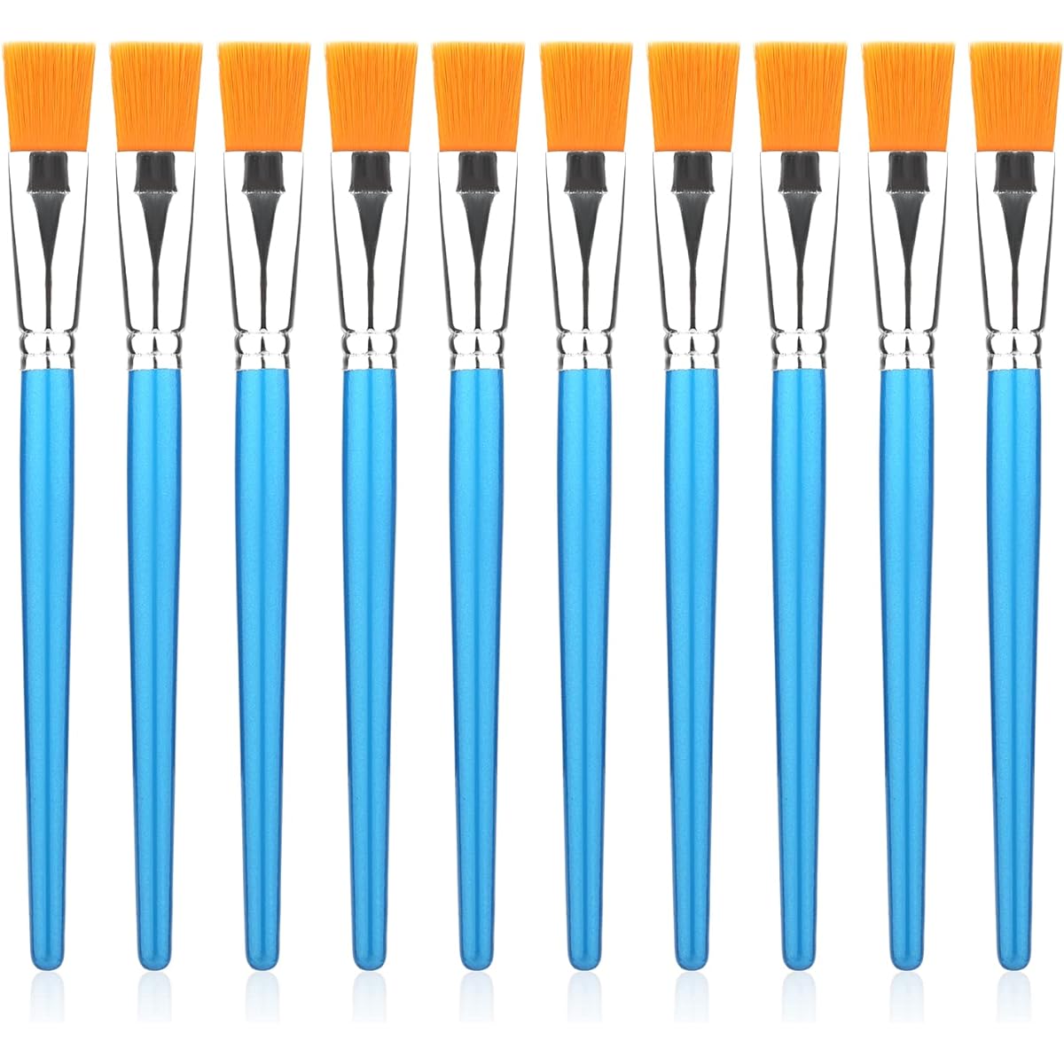 10pcs 1 inch Flat Paint Brushes Oil Paint Brush Synthetic Watercolor Acrylic Paint Brushes for Acrylic, Watercolor, Oil Painting, Crafts, Face, Body Art