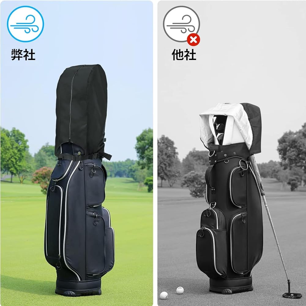 Iptienda Caddy Bag Hood Cover Caddy Bag Cover Golf Travel Cover Golf Bag Cover Compatible with 8.5-9.5 Type Golf Waterproof Cover Club Protective Cover Folding Compact Storage - Black