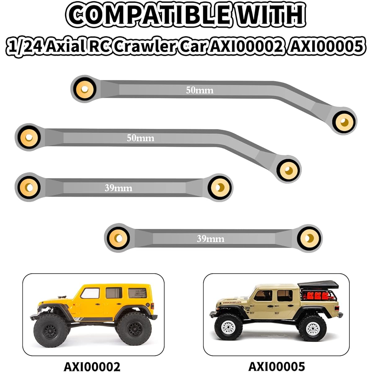 OGRC SCX24 High Clearance Link Half Set-4 Front High Clearance Link for Axial SCX24 C10 AXI00001/JLU AXI0002/Bronco AXI0006/Gladiator AXI0005 RC Crawler Car Parts (Dark Gray)