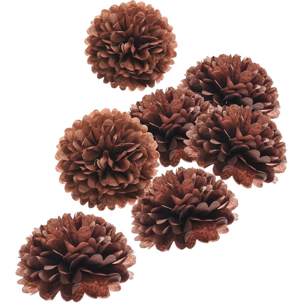 10" Brown Tissue Pom Poms DIY Tissue Paper Flowers Birthday Wedding Baby Shower Tea Party Dessert Table Decorations Pack of 18