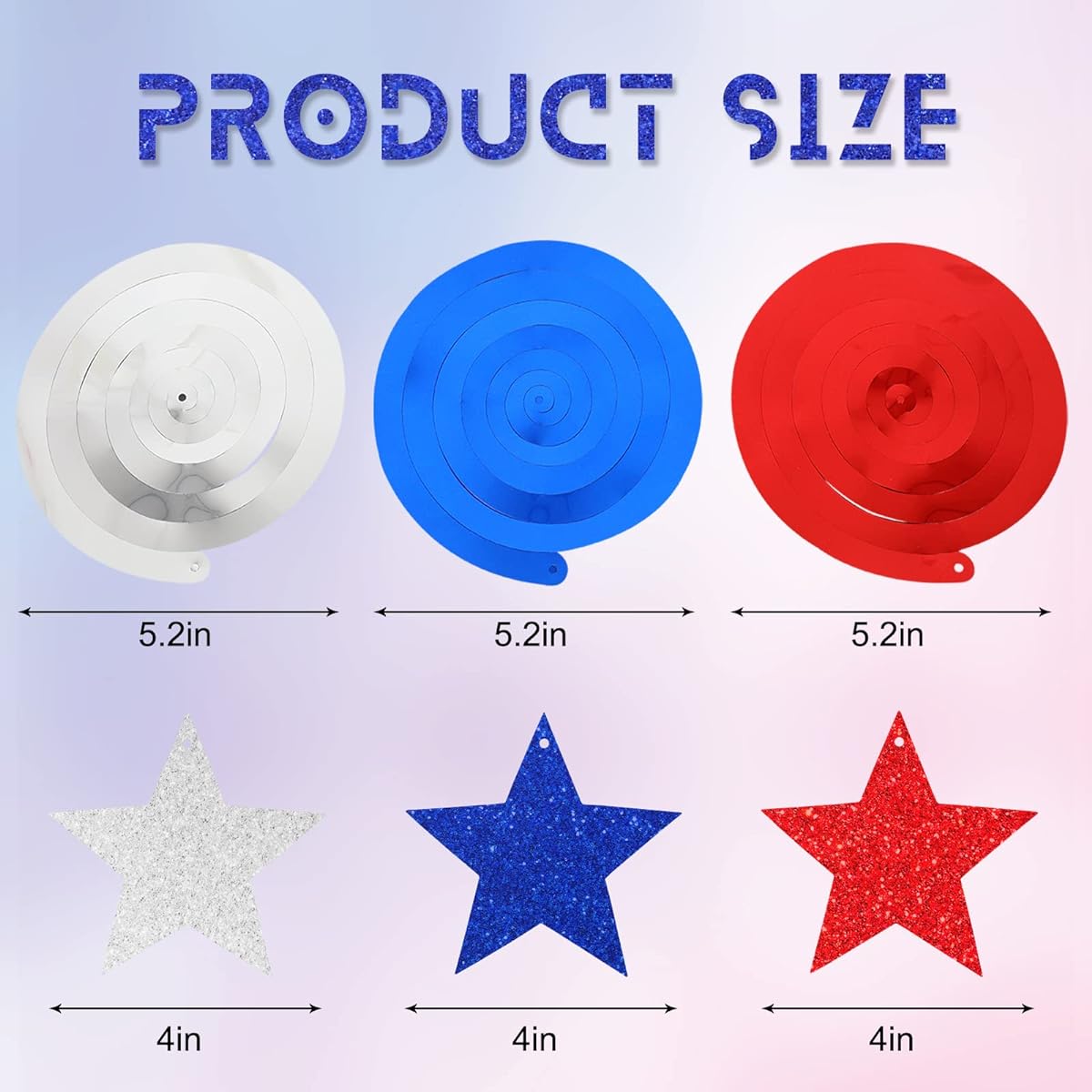 AnyDesign 40 Pieces Patriotic Hanging Swirls Decor Double-Sided Glitter Red Blue Silver Stars Hanging Streamers with Cutouts Cardboard Ornaments 4th of July Ceiling Spiral Independence Day Home Party