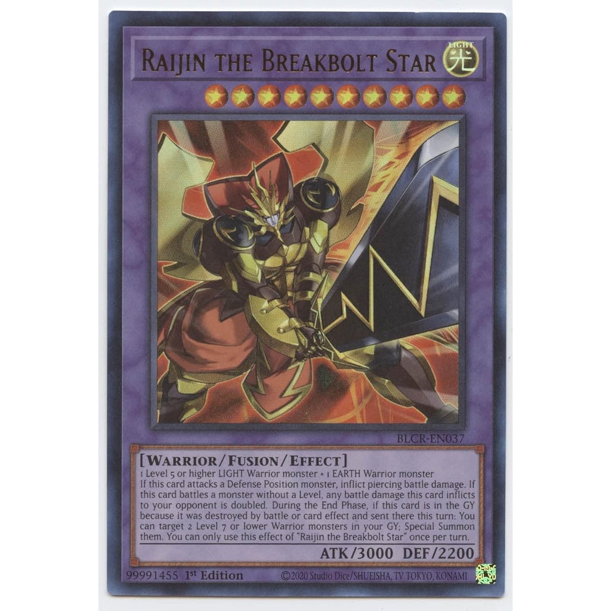 Raijin Break Bolt Star BLCR-EN037 Ultra Rare First Edition