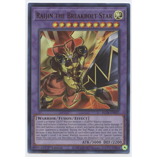 Raijin Break Bolt Star BLCR-EN037 Ultra Rare First Edition