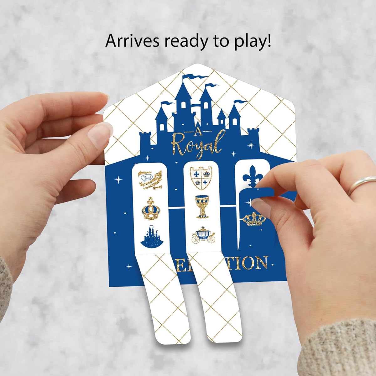 Big Dot of Happiness Royal Prince Charming - Baby Shower or Birthday Party Game Pickle Card - Pull Tab 3" - Set of 12