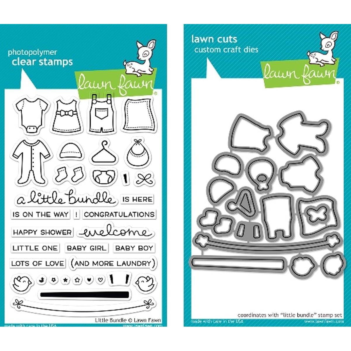 Lawn Fawn Little Bundle Clear Stamp and Die Set - Includes One Each of LF1127 Stamp & LF1128 Die - Bundle Of 2 by Lawn Fawn