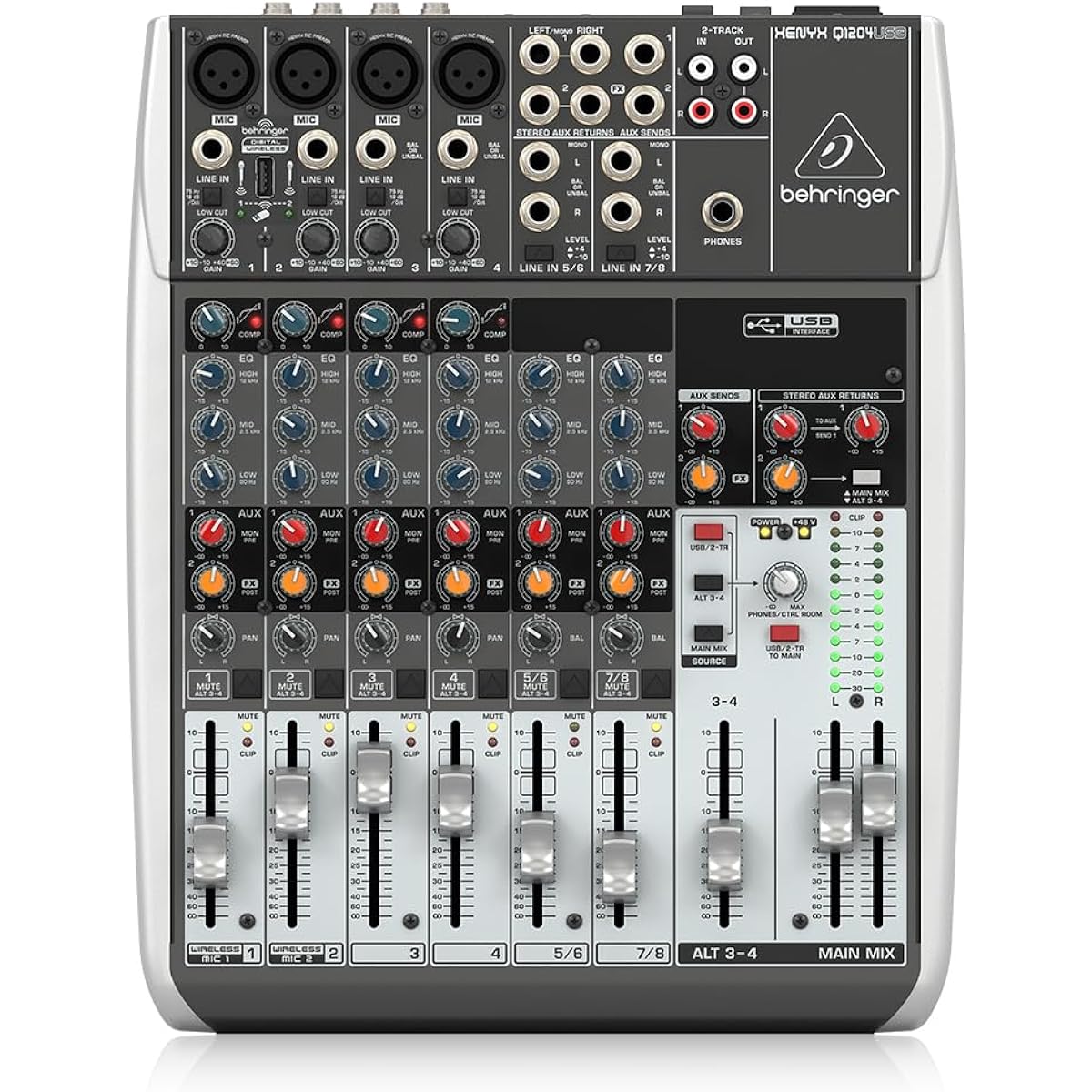 Behringer Behringer Analog Mixer 12 Channel 1 Knob Comp/USB Audio Interface XENYX Q1204USB Black