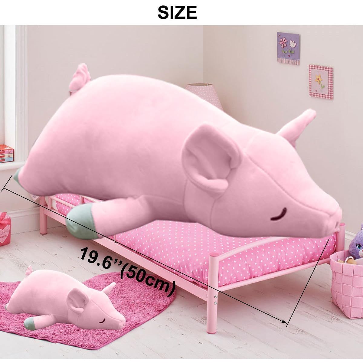 UNIQME Pig Plush Doll 3D Animal Stuffed Piggy Throw Pillow Funny Bed Nursery Decoration Play Toy Baby Girl Sleeping Pillow Gift For Girlfriend 19.6"